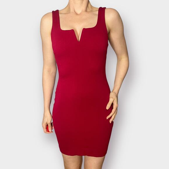 90s Cefian USA Red Bodycon Sleeveless Dress - Picture 3 of 5